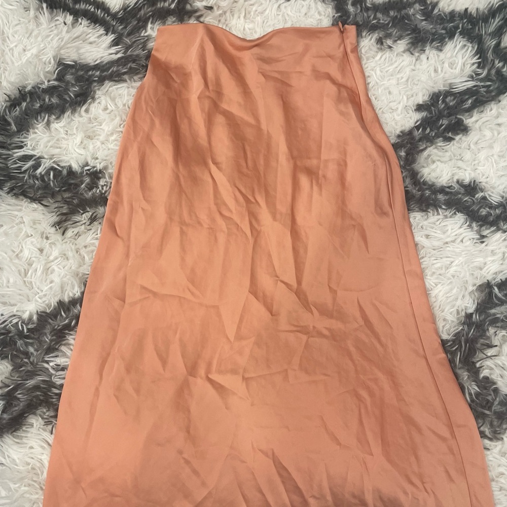 pink/tan long silk skirt